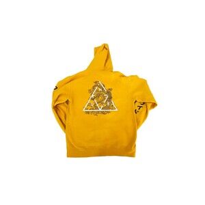 HUF Worldwide Yellow Hoodie Dragon Triple Triangle Japanese Sleeve Logo M